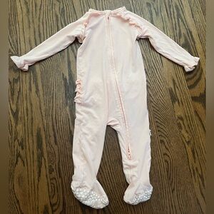 Adorable Pink Ruffle Kids 2 way Zipper Footie